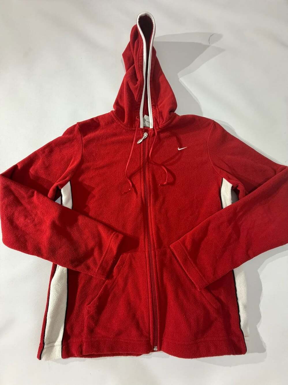 Nike Womens S Red Fleece Tracksuit 2pc Hoodie Jogger Pants Set Y2K Cozy